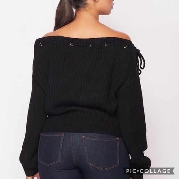 SALE!! Black Versatile Drawstring Sweater - Picture 3 of 5